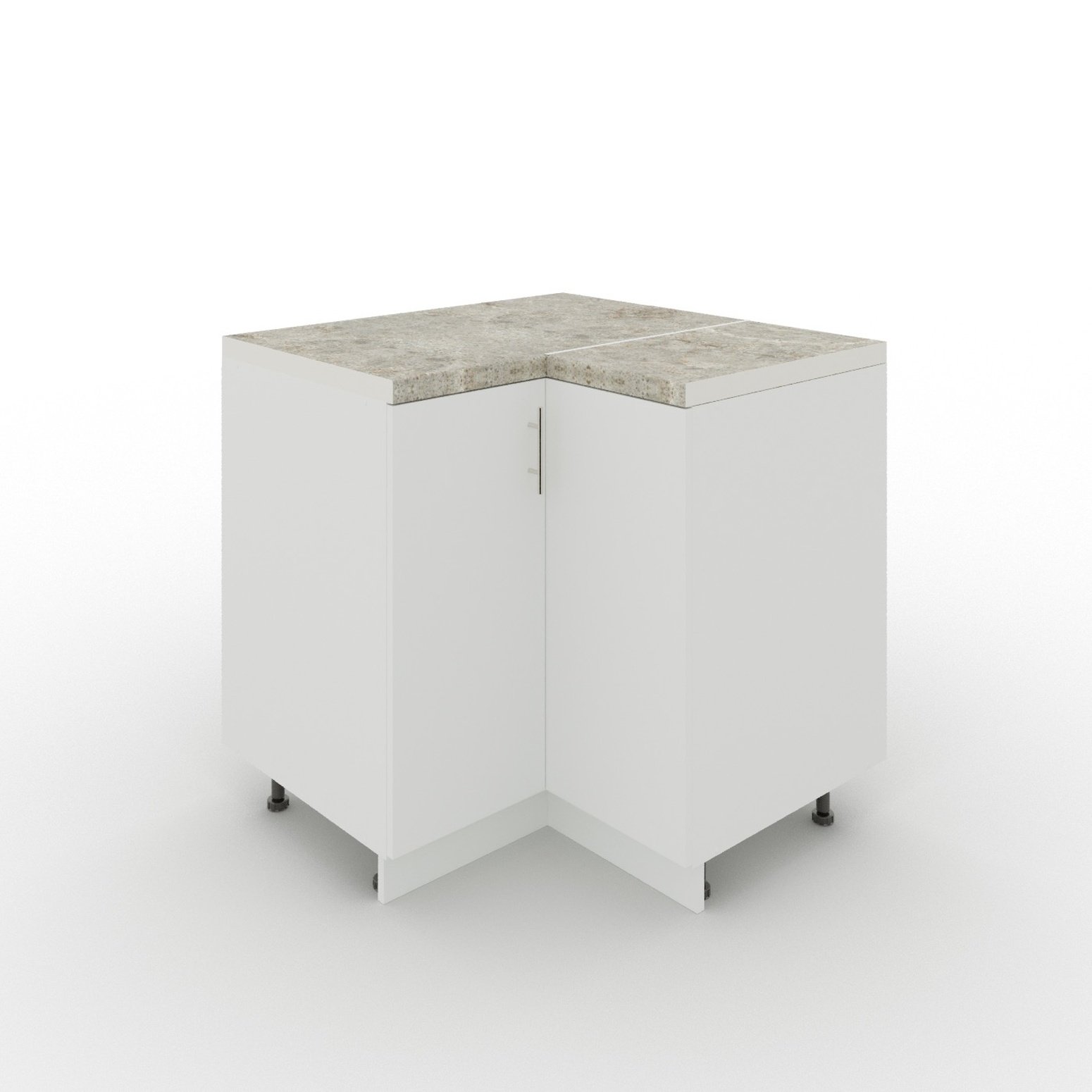 JD Greta 900mm Adjustable Base Corner Cabinet 2 Doors & Worktop - White Matt