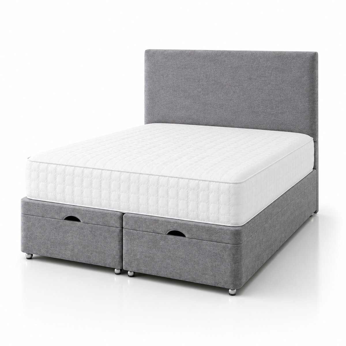 Comfy Deluxe  Plain  4ft Small Double  End Lift Ottoman Bed Set - Silver Grey