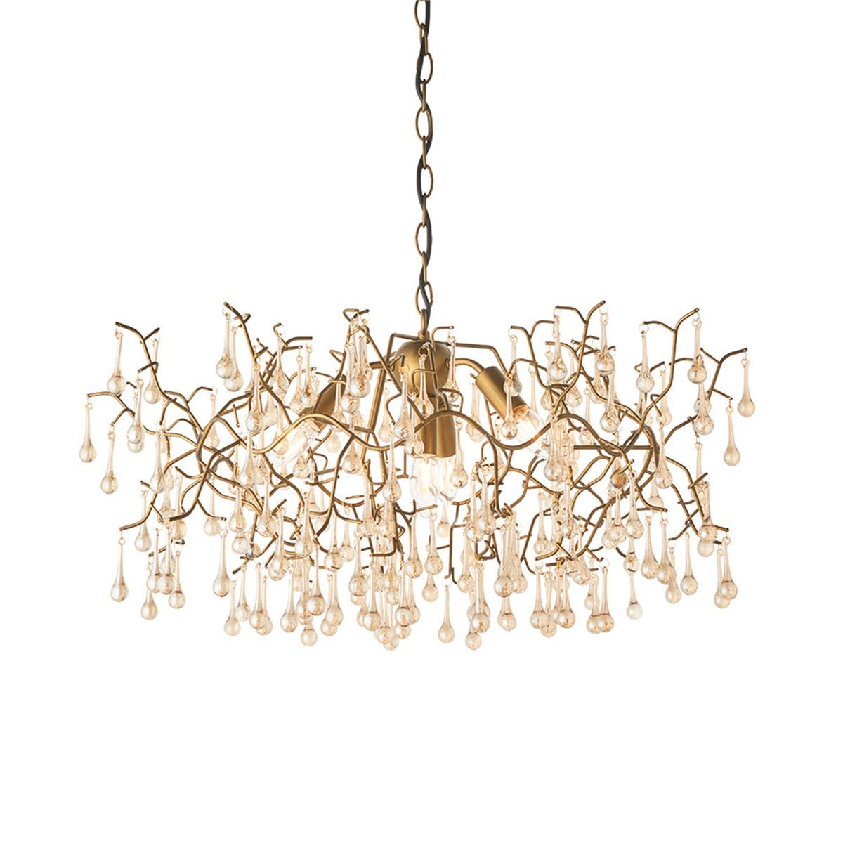 Loops Direct Steel and Glass Chandelier - Aged Gold