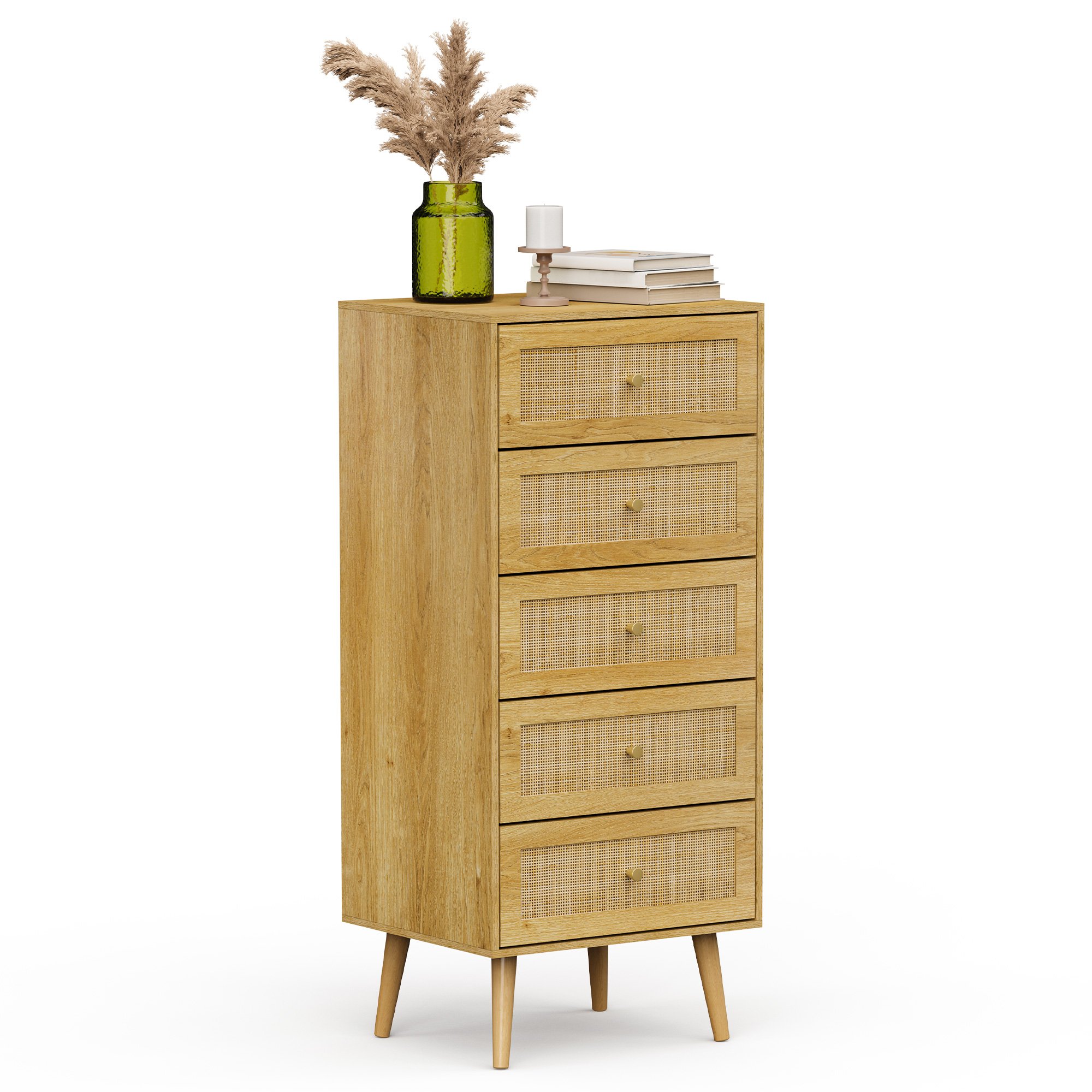 Vonhaus Sienna Tall Bedroom Chest of Drawers - Brown