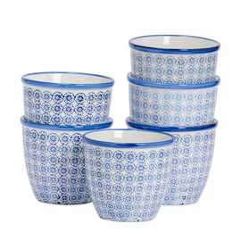 Nicola Spring Hand-Printed Plant Pots - Navy - Pack of 6