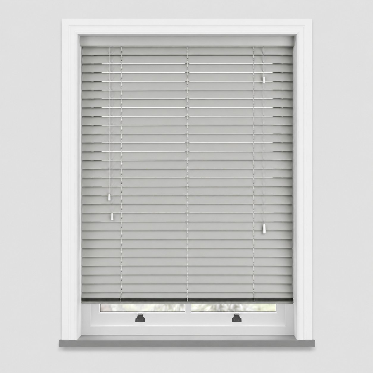 New Edge Blinds Dove Faux Wood String Smooth Venetian Blind - 150cm x 120cm