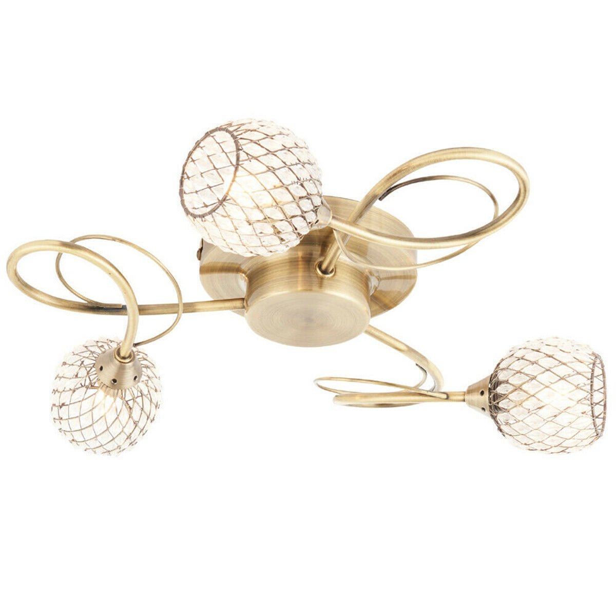 Loops Direct 42.5cm Diameter Semi Flush Ceiling Light - Antique Brass