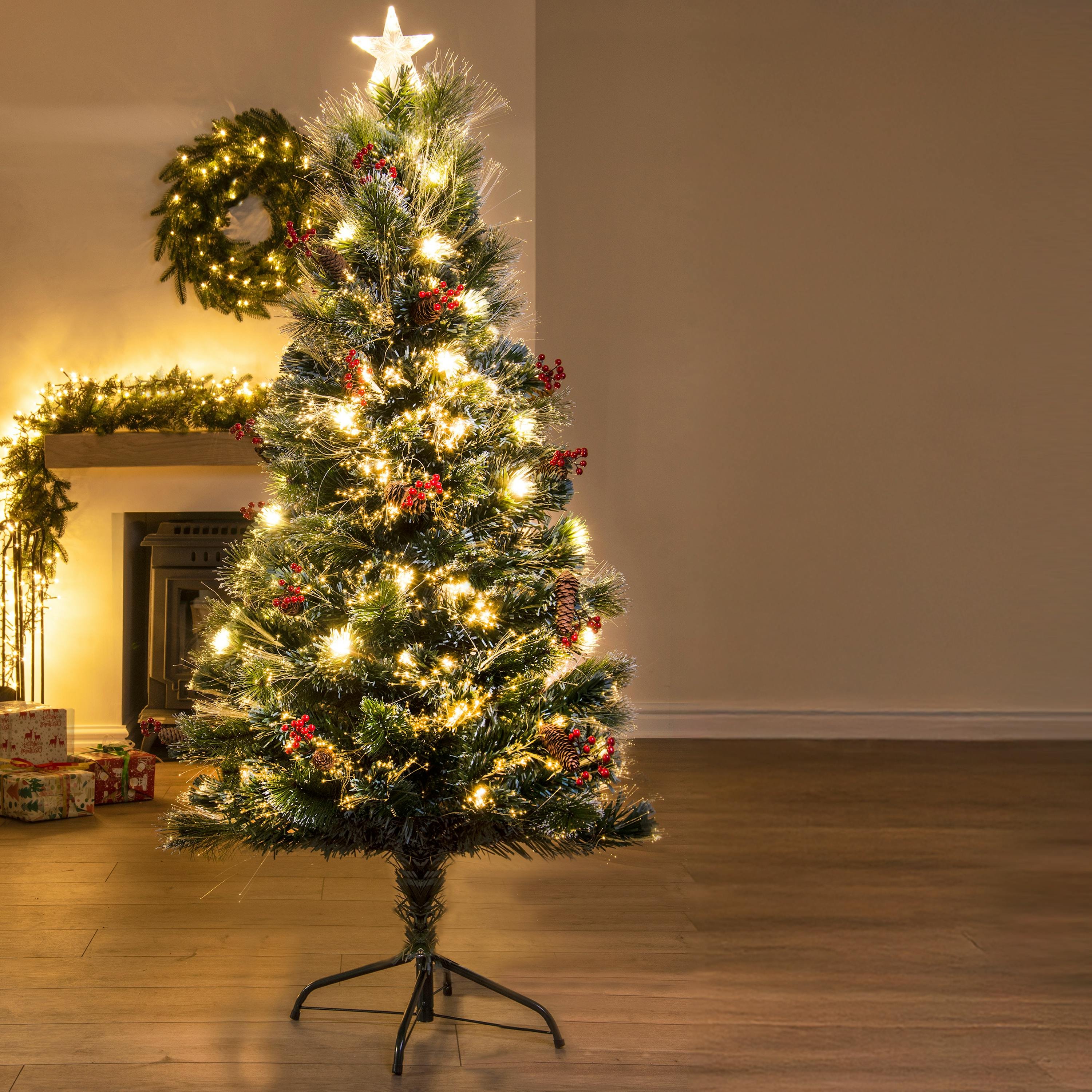 Christmas Tree World 5ft Frosted LED Pine Fibre Optic Tree