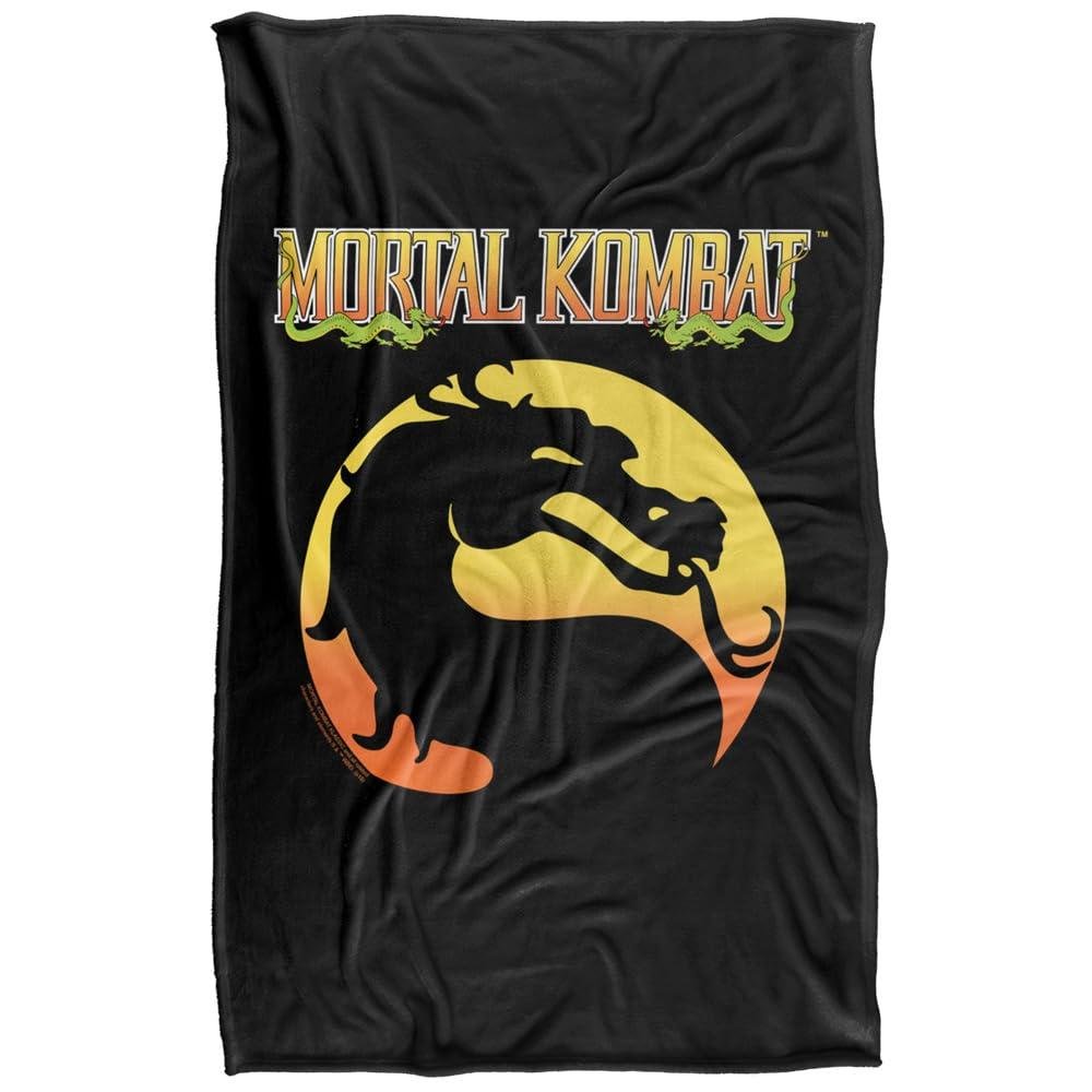 Mortal Kombat Klassic Logo Supersoft Black Blanket - 152cm x 127cm
