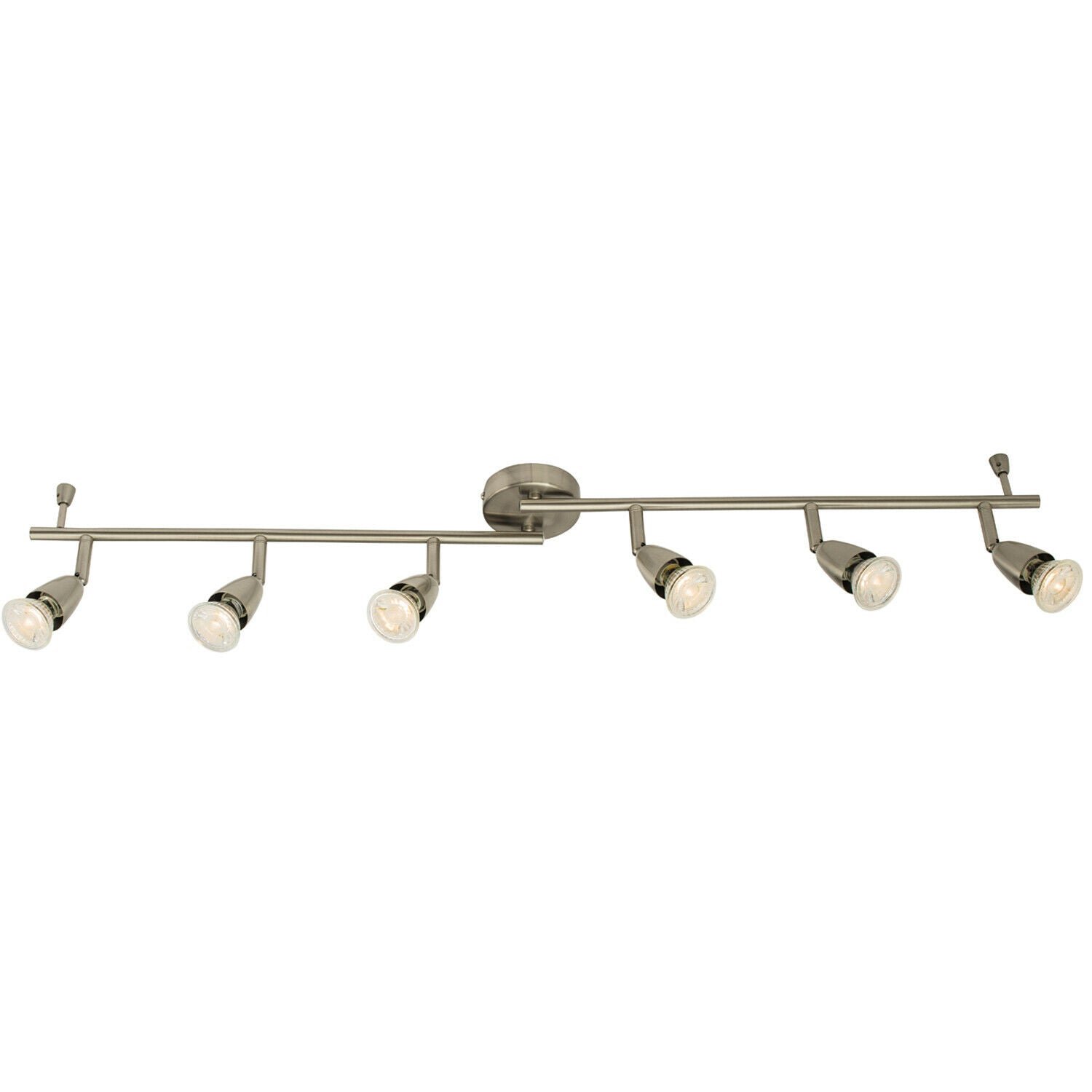 Loops Direct Steel Adjustable Ceiling Spotlight 6 Light Bar - Satin Nickel