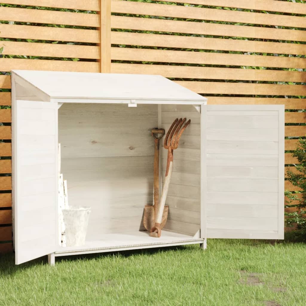 Walplus Wood Garden Shed Solid Fir - White - 102 x 52 x 112 cm
