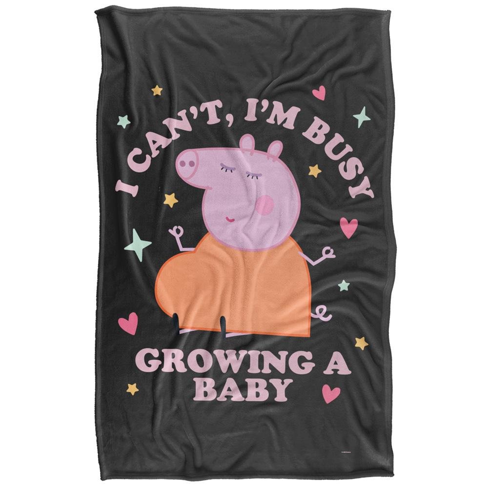 Peppa Pig Busy Growing A Baby Mummy Pig White Blanket - 152cm x 127cm