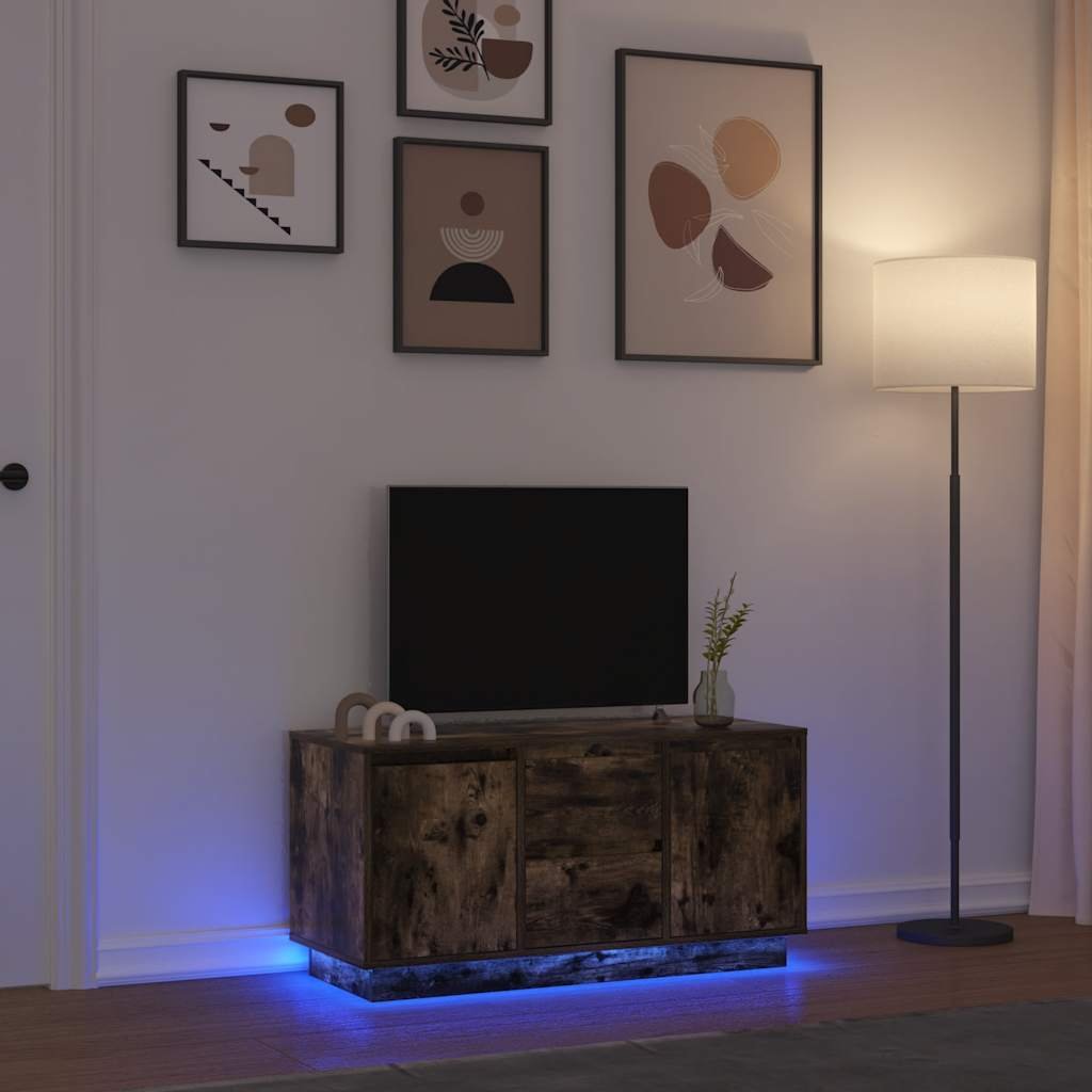 Walplus LED Engineered Wood TV Cabinet - Dark Oak - 100 x 41 x 50 cm