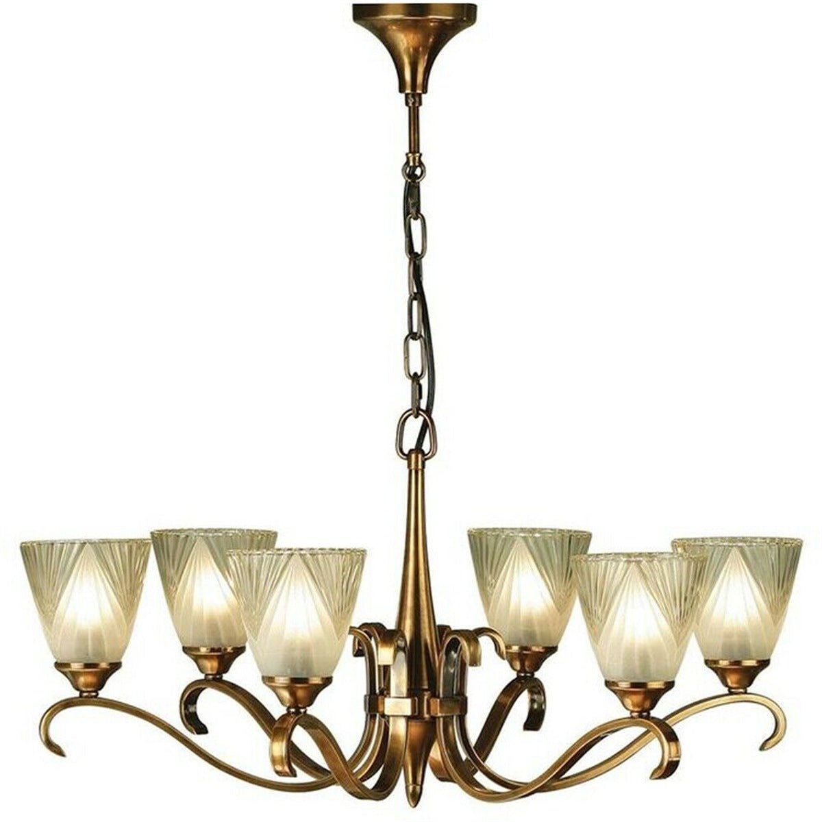 Loops Direct Steel and Glass 6-Light Pendant - Antique Brass