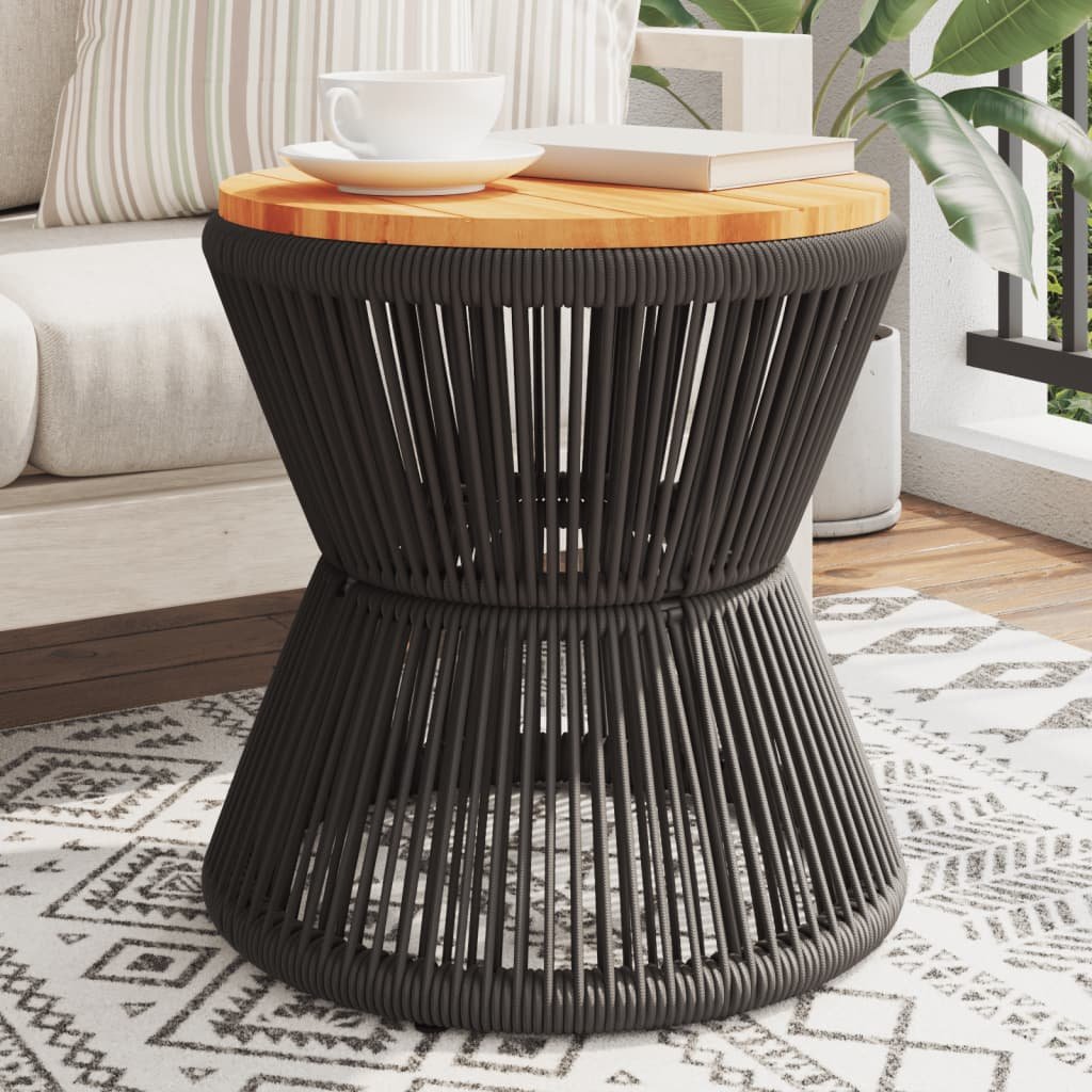 Walplus Solid Acacia Wood Coffee Table with Wire Base - Black - 45 x 44 cm