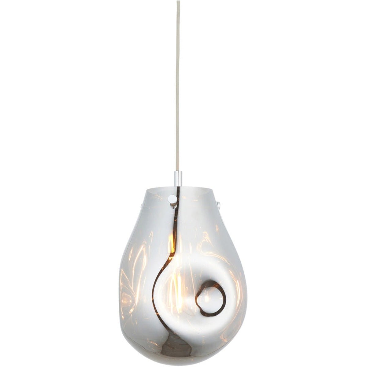 Loops Direct 10W LED Steel and Glass Pendant Light - Chrome