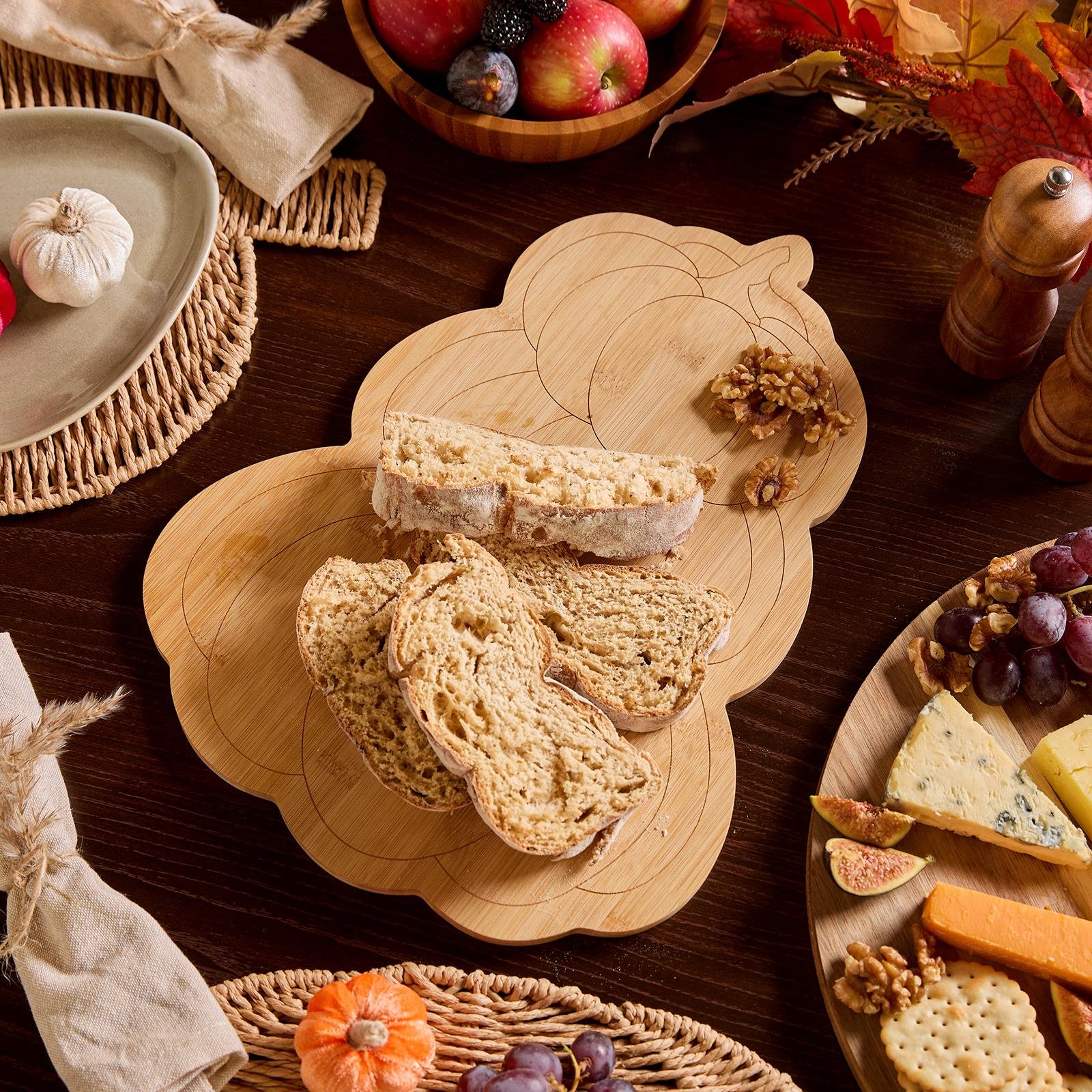 OHS Wooden Pumpkin Stack Serving Board - Natural
