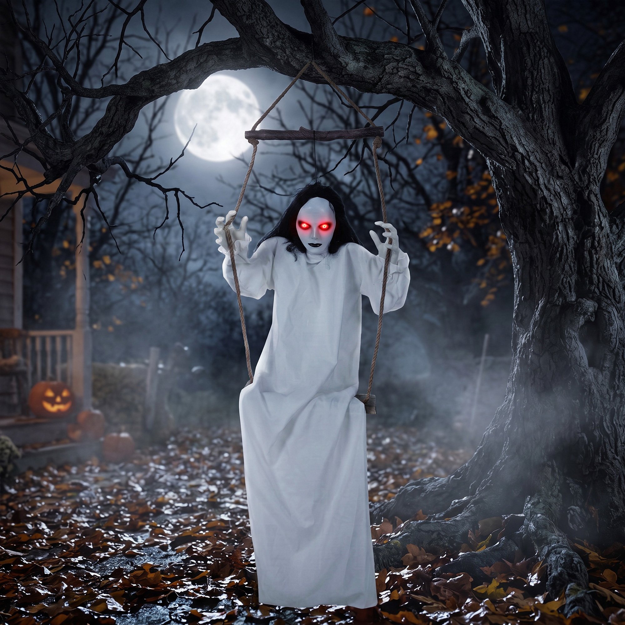 HOMCOM Animated Halloween Hanging Ghost Decoration