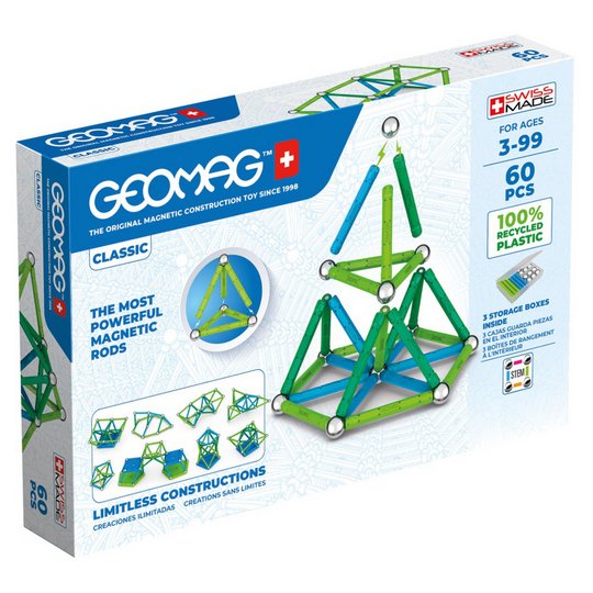 Geomag Classic Shapes Magnetic Block Set - 60 Piece