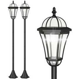 Outsunny 2 Pack 1.3m Solar Powered LED Lamp Post Lights - T2