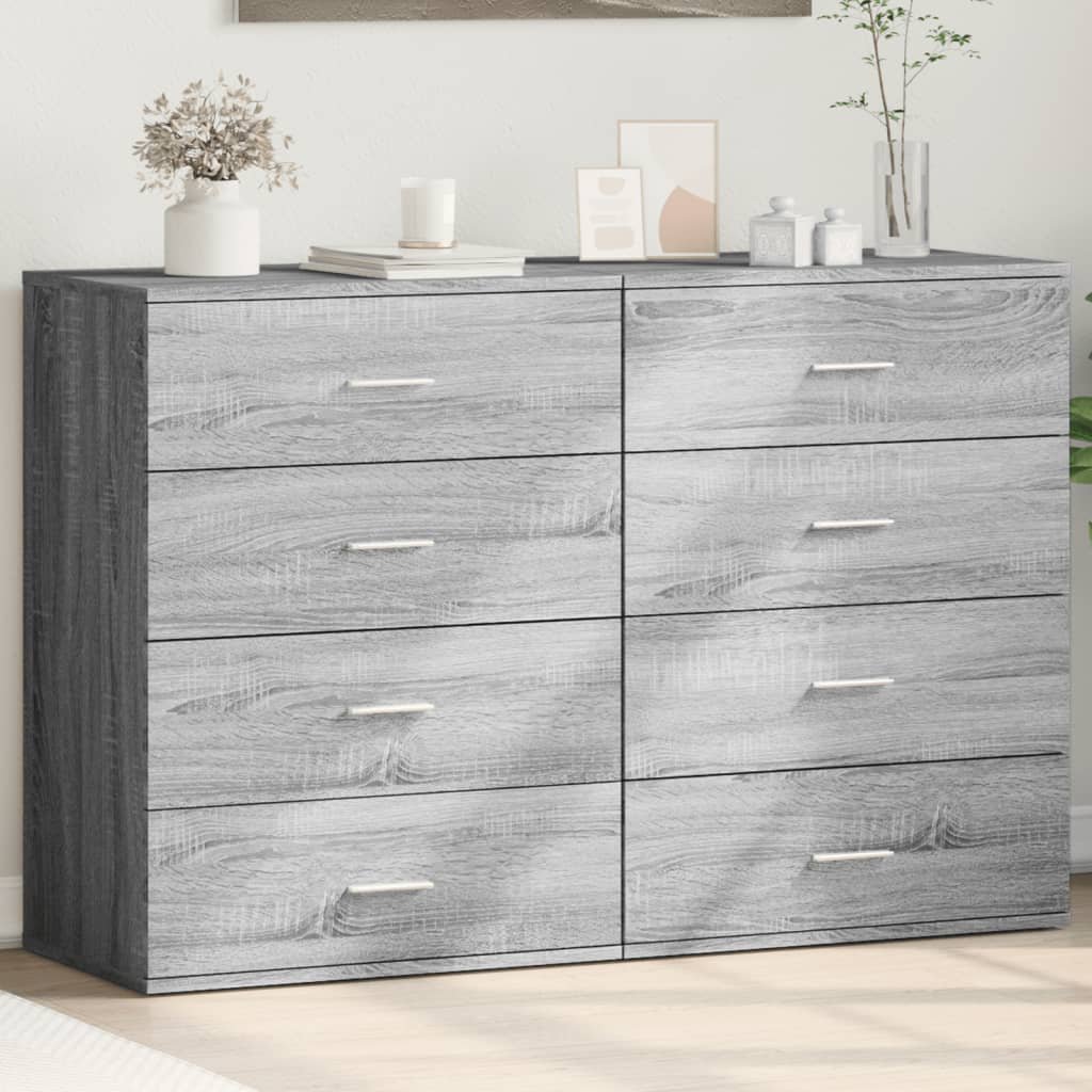 Walplus 2 Piece Engineered Wood Sideboard - Grey Sonoma - 60 x 39 x 80 cm