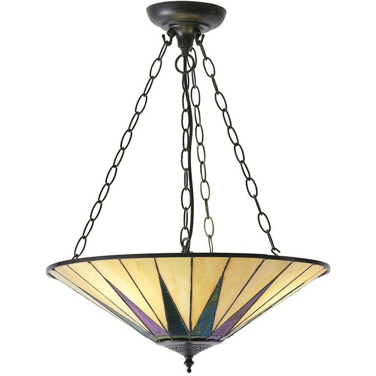 Loops Direct Glass and Steel Hanging Ceiling Pendant Light - Dark Bronze
