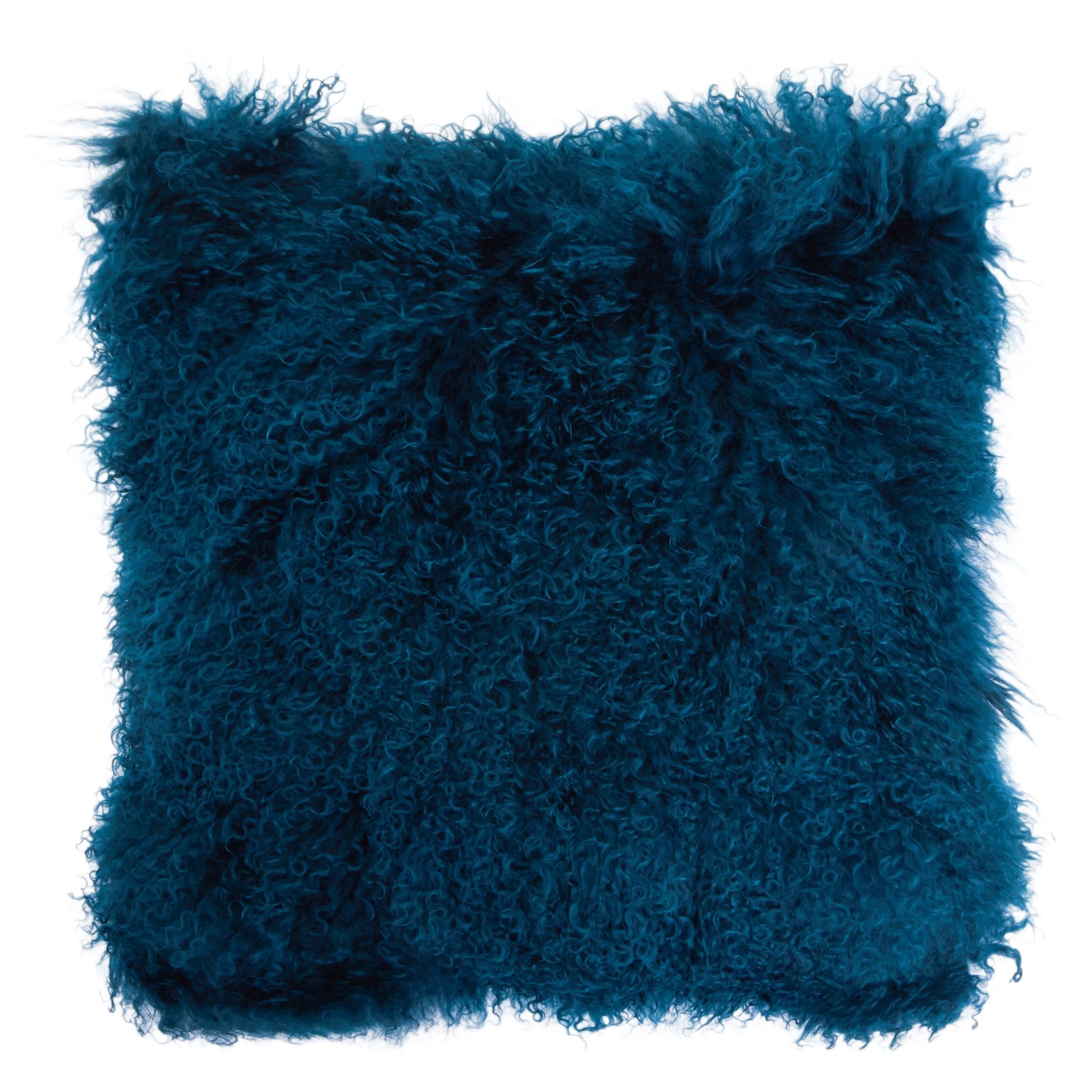 Orsina Bosie Real Mongolian Fur Square Cushion – Teal
