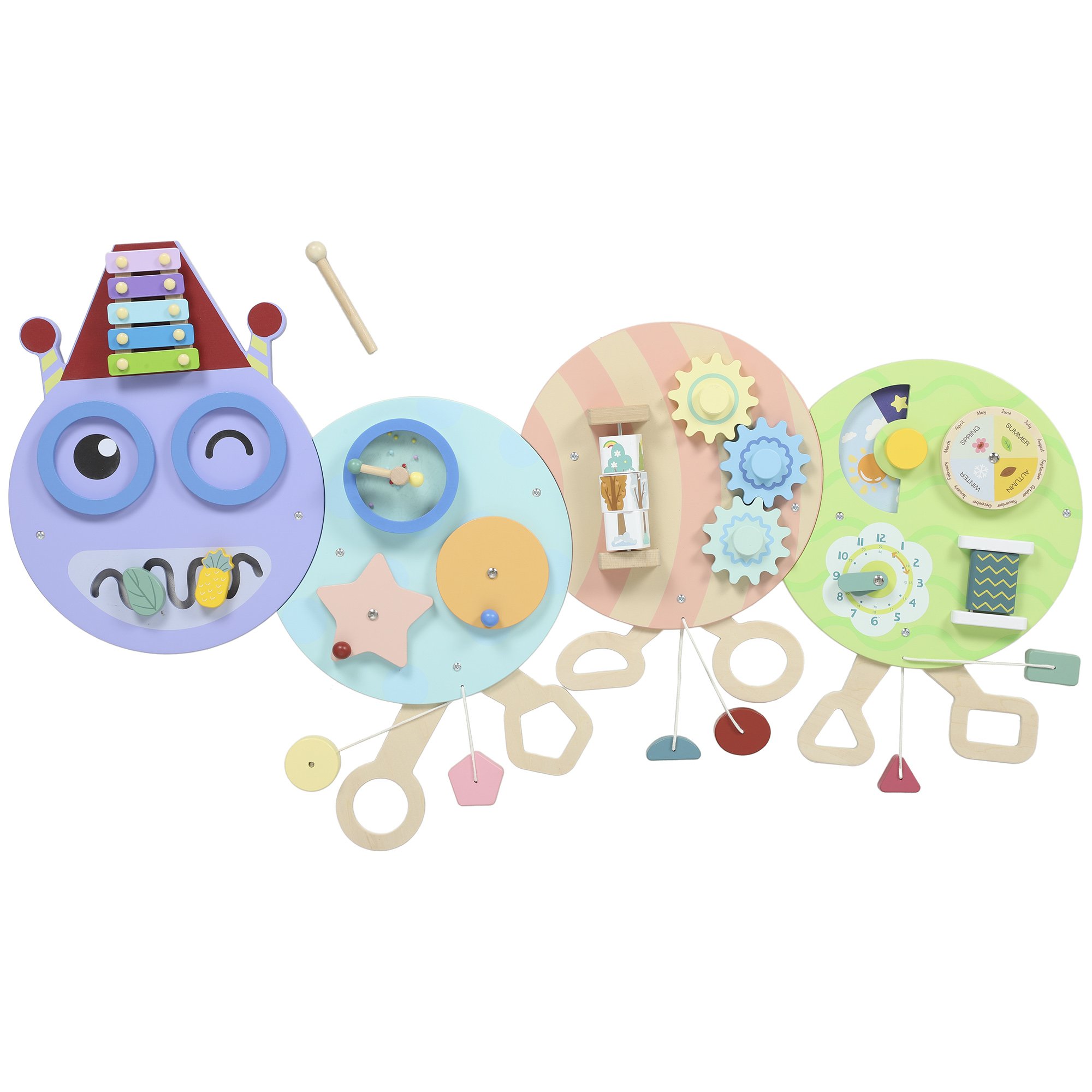 AIYAPLAY Caterpillar 7 Activities MDF Sensory Wall Panels – Purple
