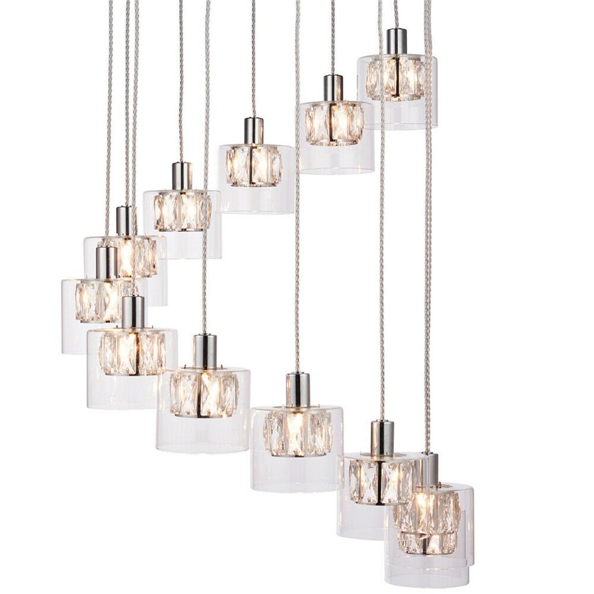 Loops Direct Glass 12-Light Ceiling Pendant - Chrome and Clear