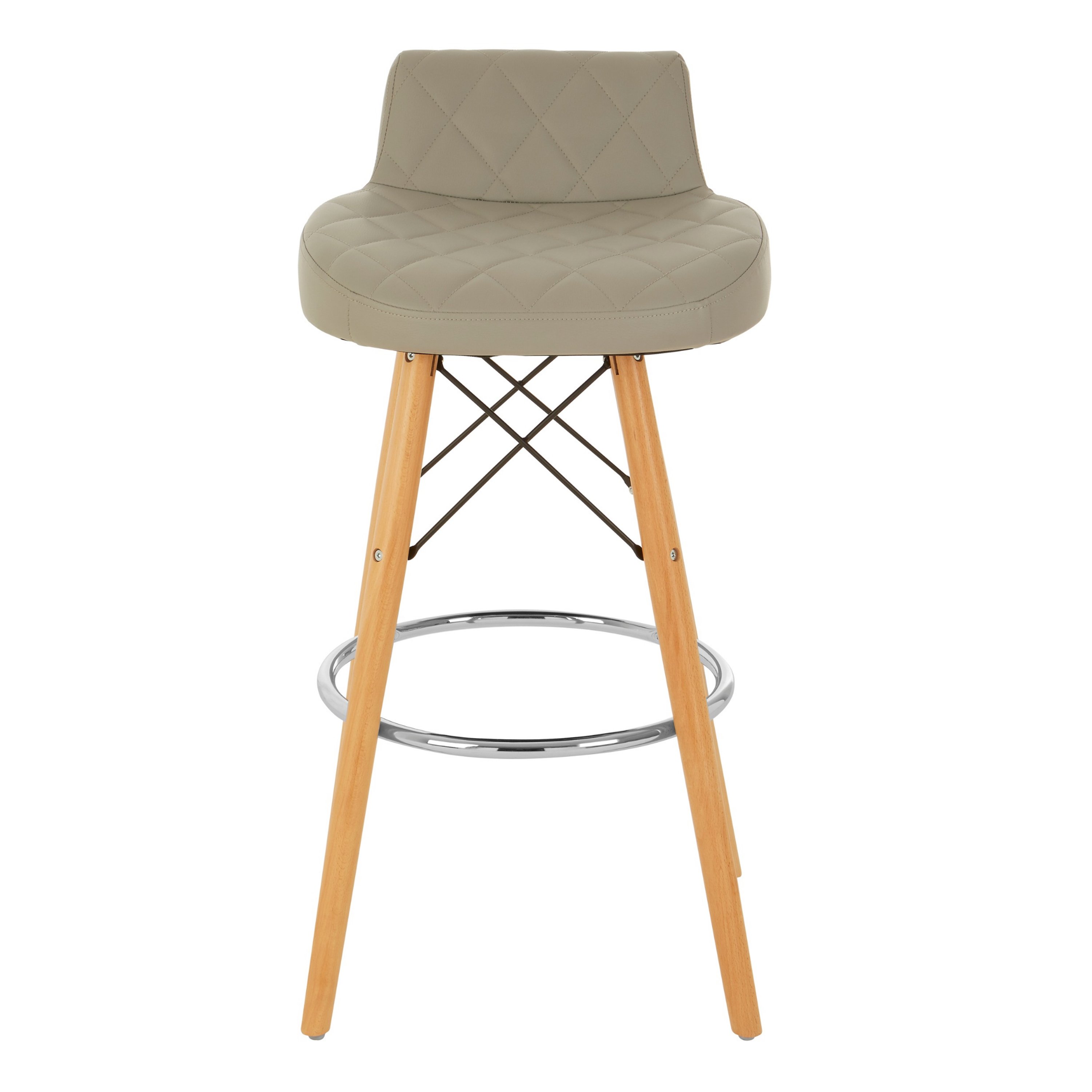 Orsina Stockholm Faux Leather Quilted Bar Stool – Grey & Natural