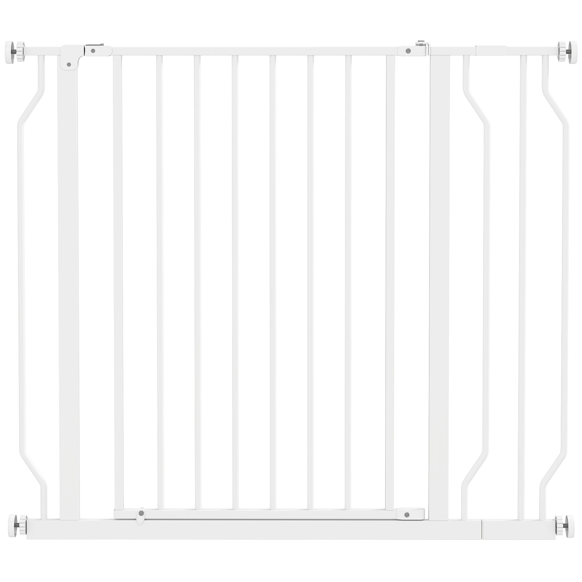 PawHut Pressure Fit Steel 10cm-Extension Dog Gate - 75-95cm x 76cm - White