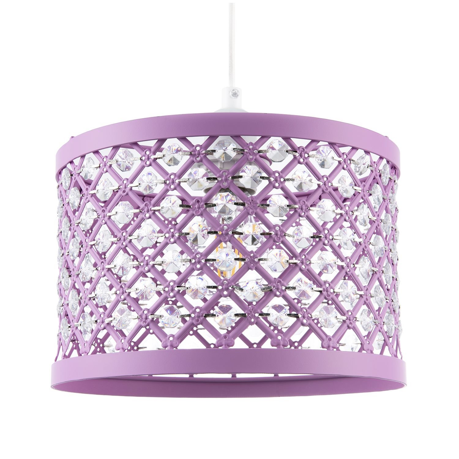 Happy Homewares Lilac Ornate Matte Metal with Clear Pendant Shade - 25cm