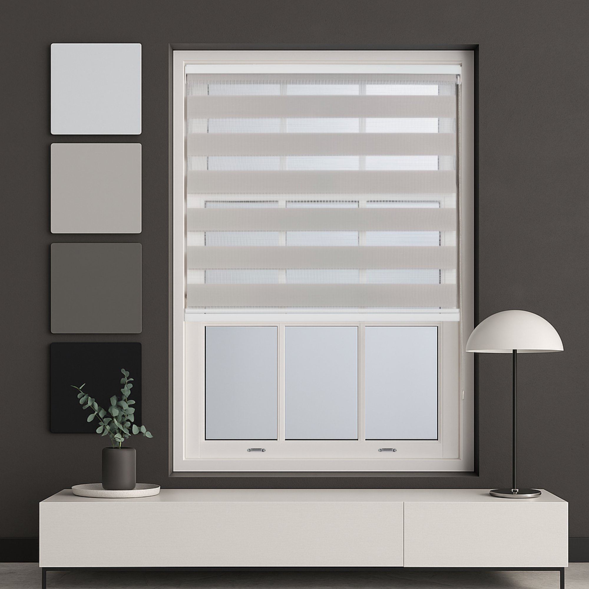 Furnished Grey Day and Night Roller Blind - 45cm x 165cm