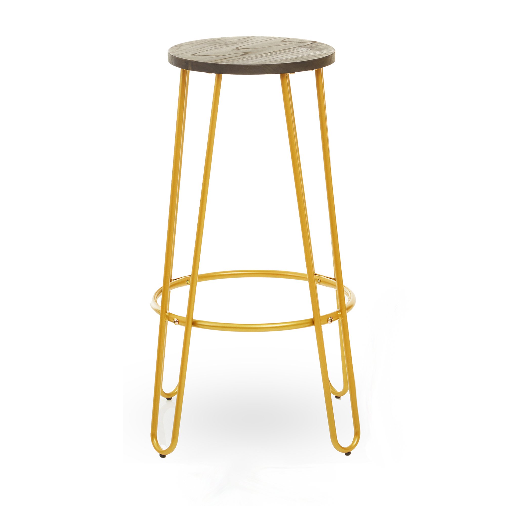 Orsina District Elm Wood Bar Stool – Gold and Natural