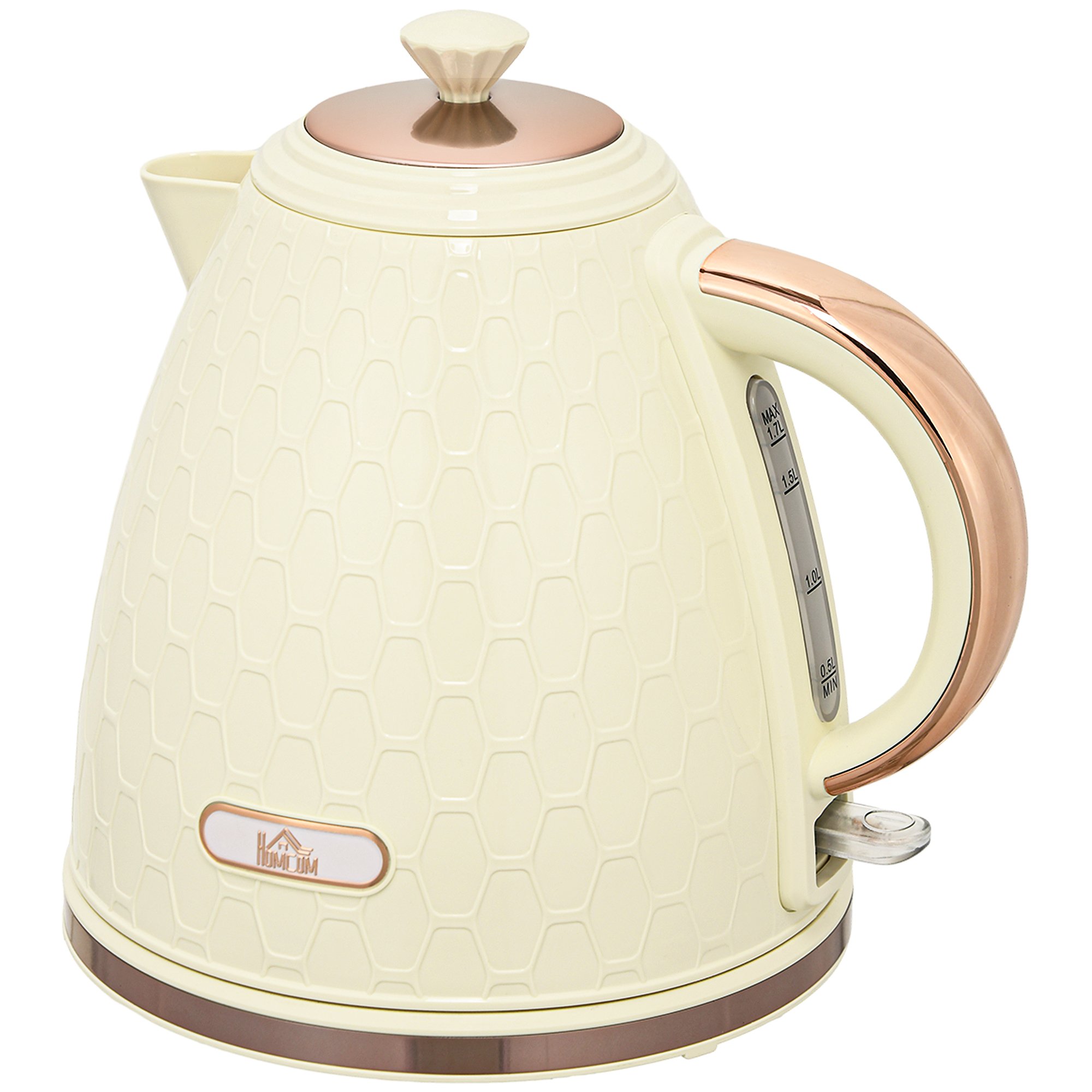 HOMCOM 1.7L Electric Kettle with Removable Washable and Otter - Beige