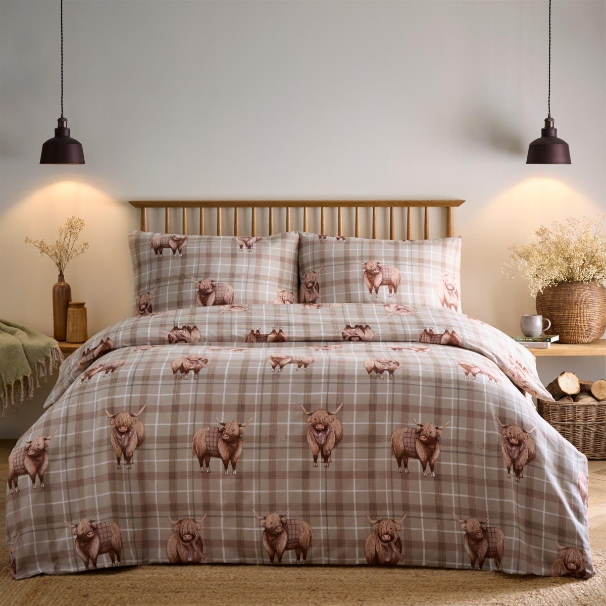 Portfolio Home Highland Cow Natural Duvet Cover Set - Single
