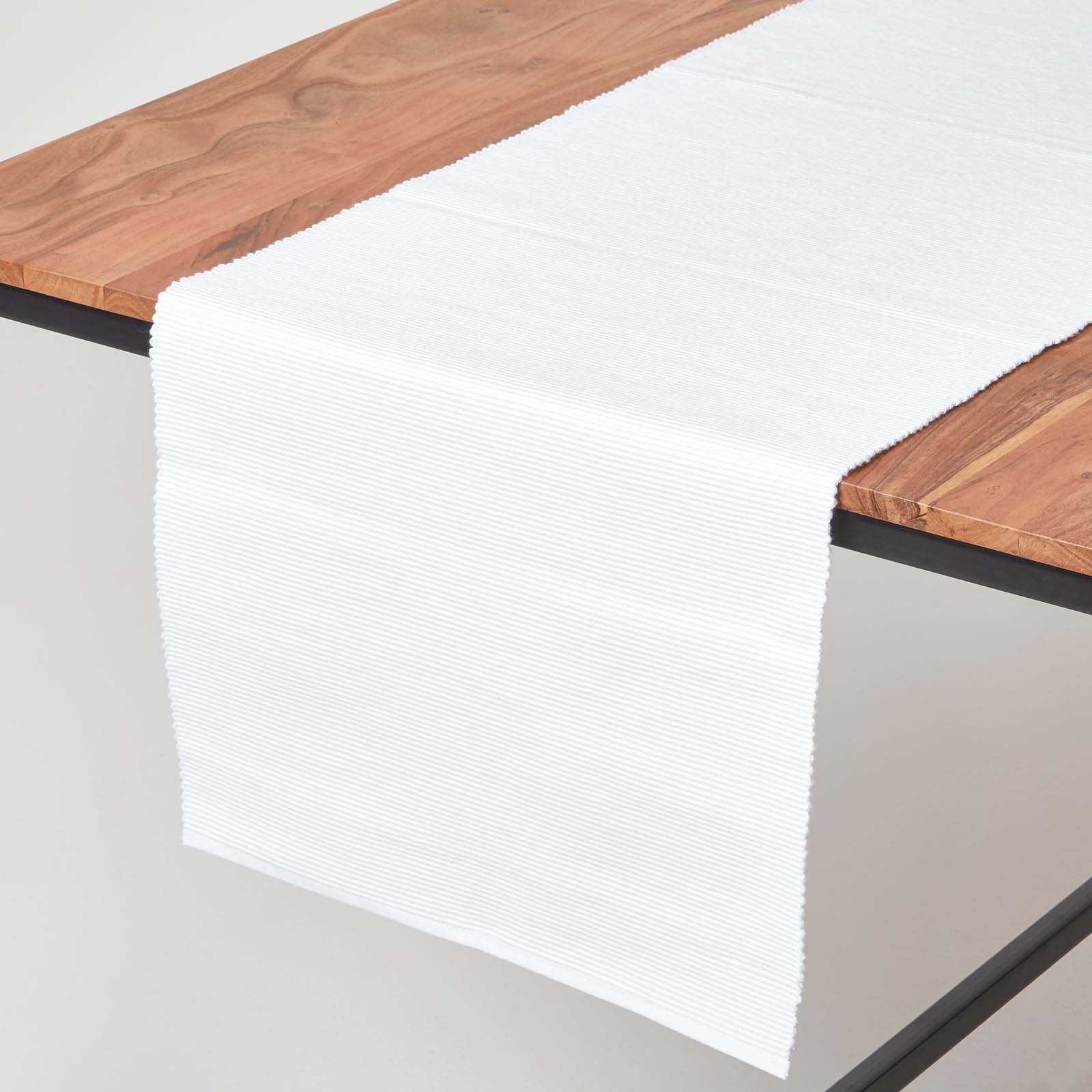 Homescapes Cotton Plain Table Runner - 44 x 178 cm - White