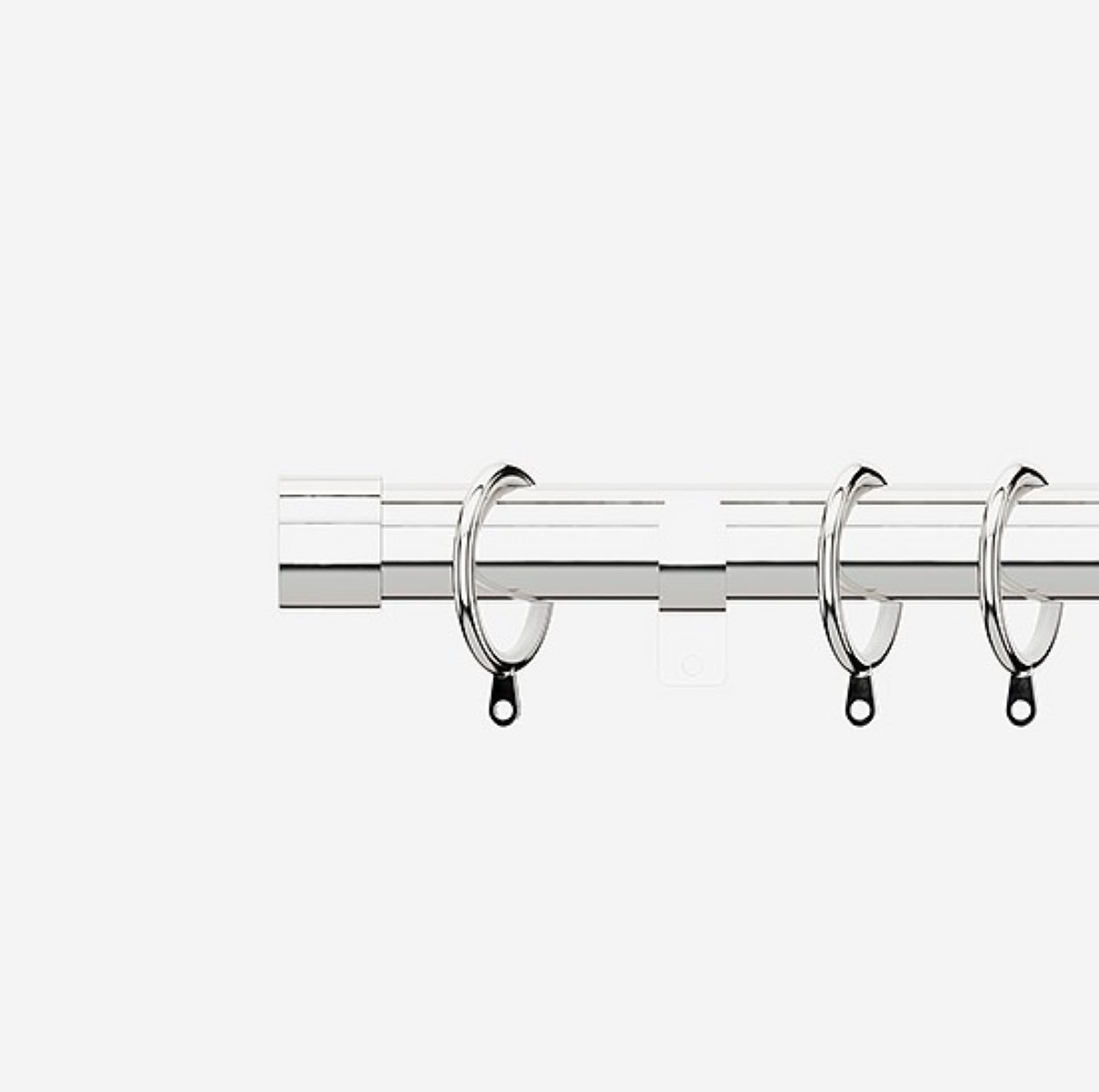 New Edge Blinds Polished Chrome 28mm End Cap Fixed Metal Curtain Pole - 270cm