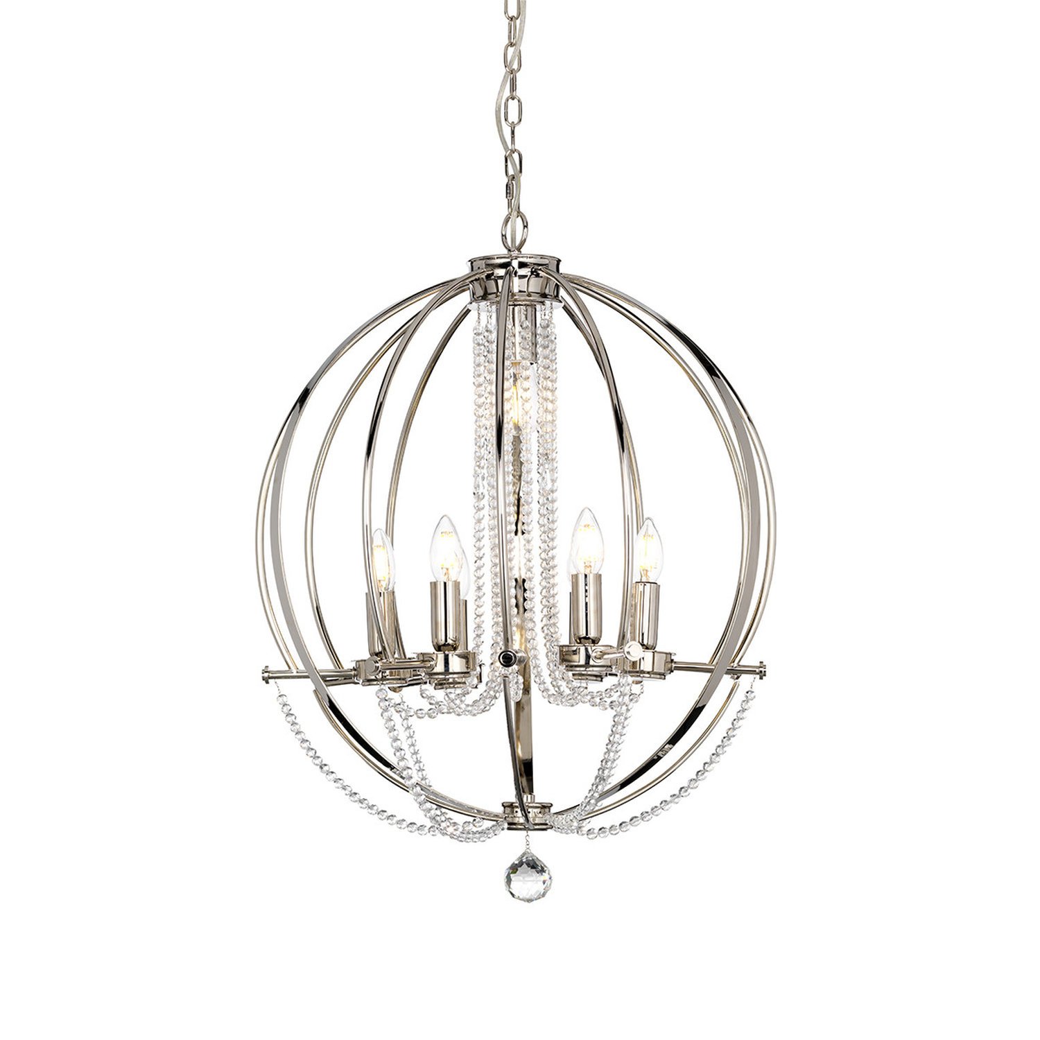 Elstead Cassie 6 Arm Chandelier - Polished Nickel Plated