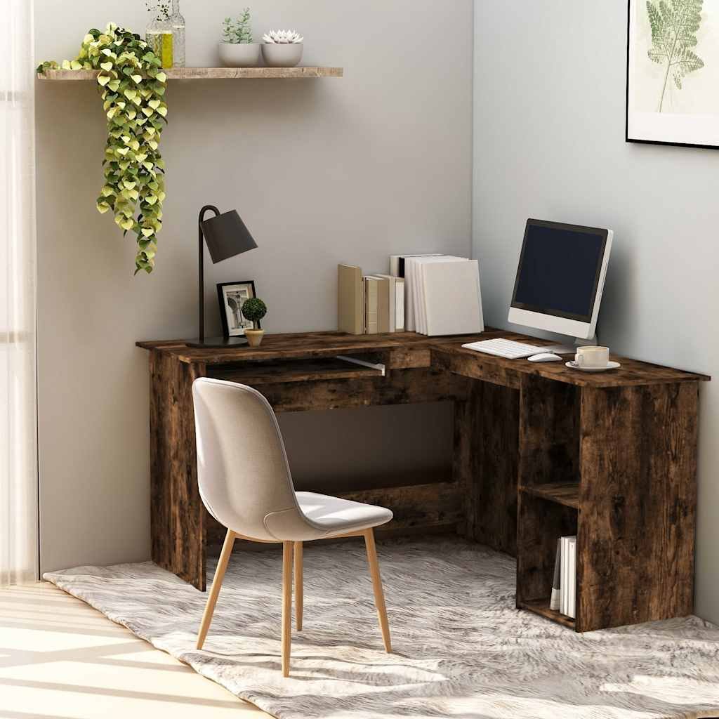 Walplus Engineered Wood Corner Desk - Dark Oak - 120 x 140 x 75 cm