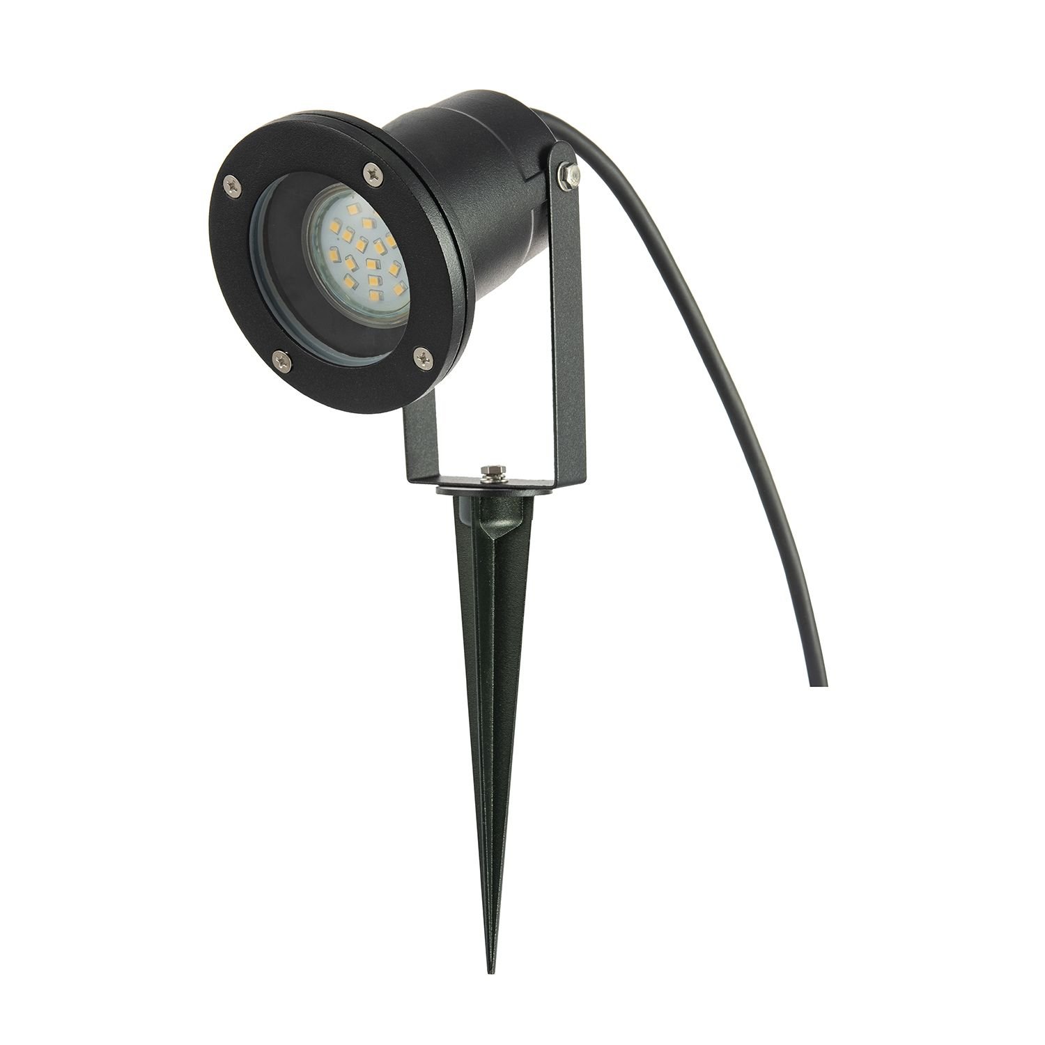 Happy Homewares Black Garden 240v Spike in Matte Black Outdoor Post Light - 9cm