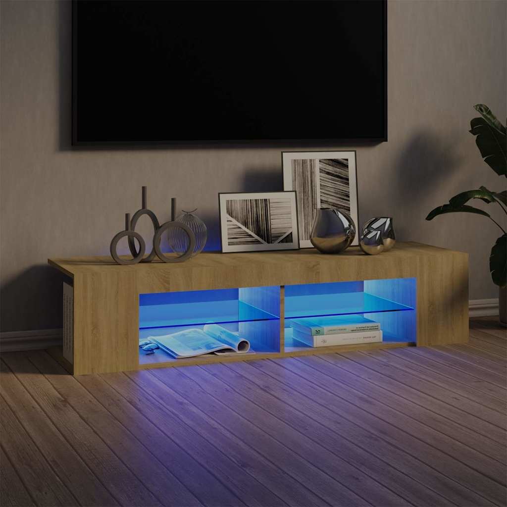 Walplus LED Engineered Wood TV Cabinet - Light Oak - 135 x 39 x 30 cm