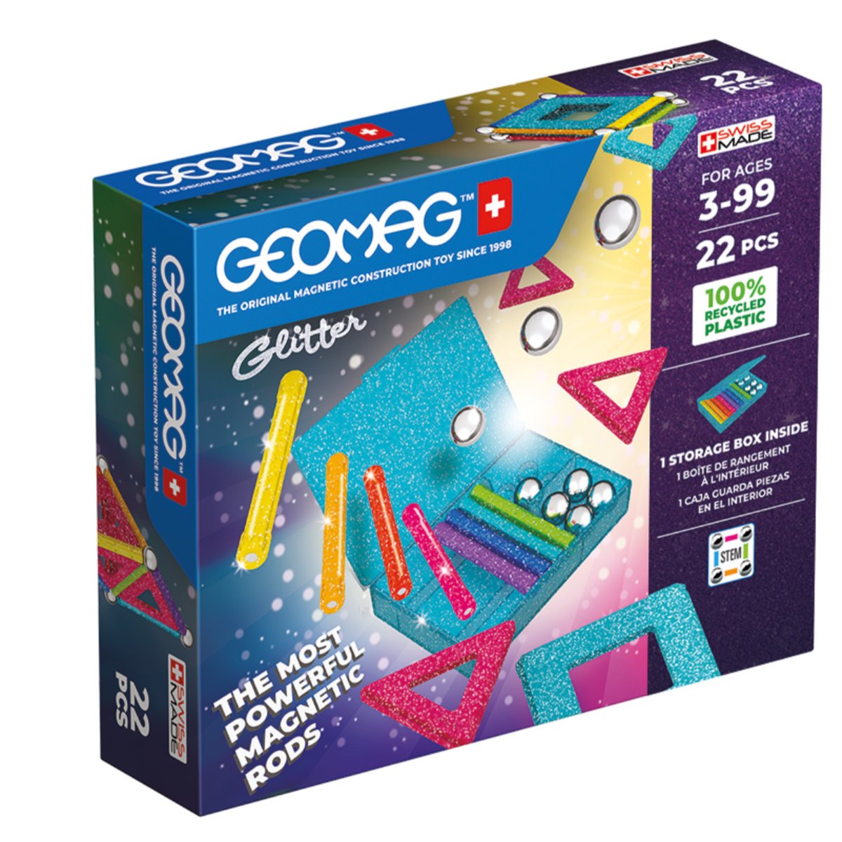 Geomag 22 Piece Magnetic Glitter Panel Construction Set