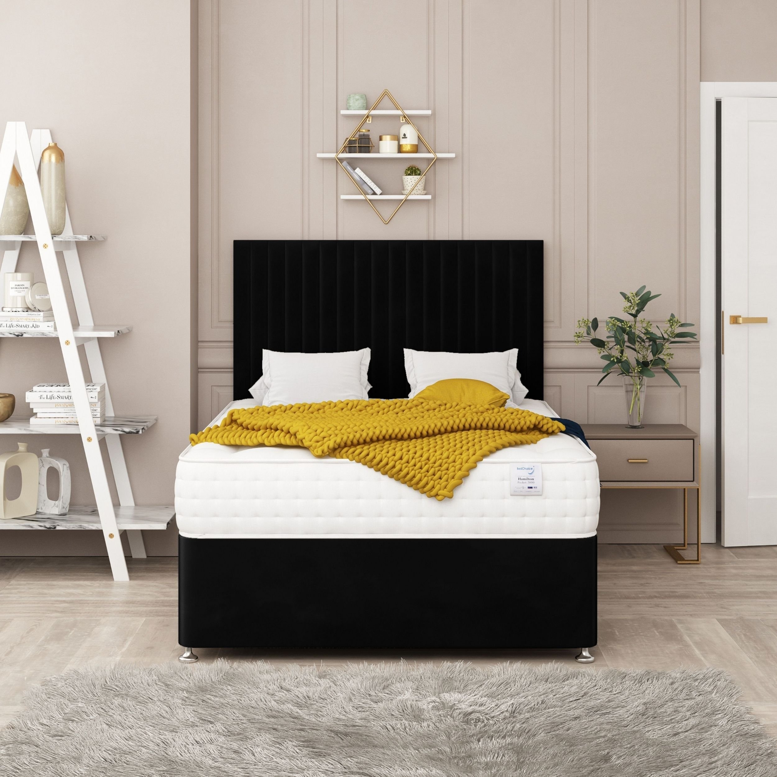 Bed Choices Manhattan Small Double 2 Drawer 54" Headboard Divan Bed Set - Black