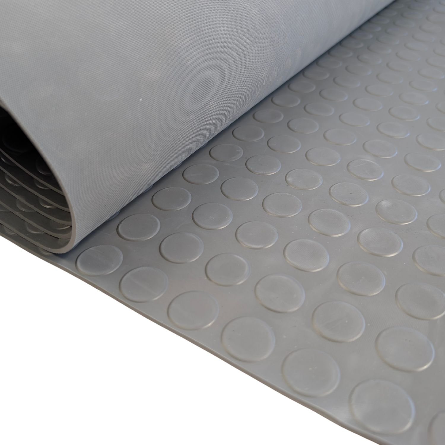 Ark Mat Grey 3mm Thick Coin Rubber Flooring Roll - 1m x 1m