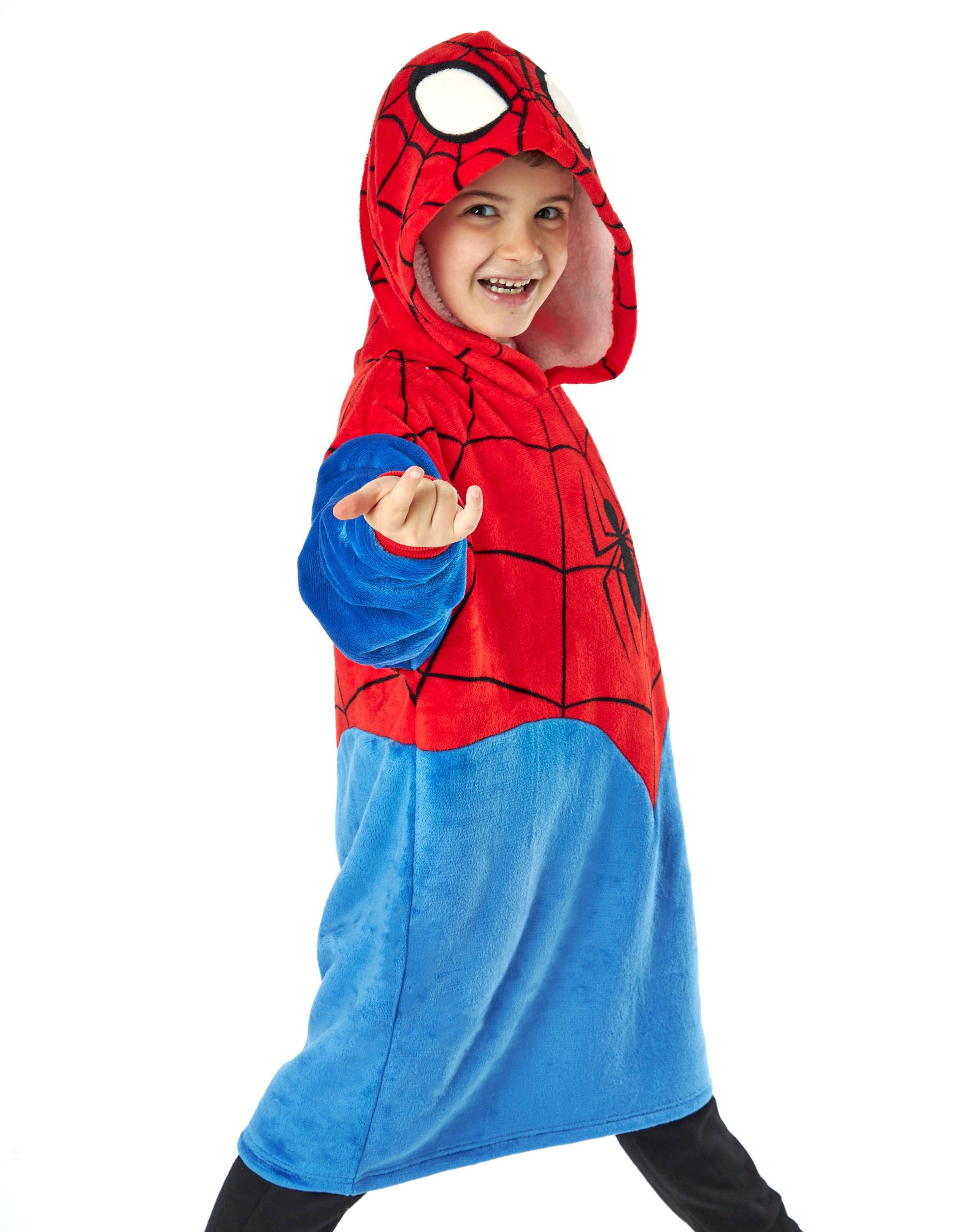 Marvel Spiderman Kids Boys Blanket Hoodie 3-5 Years - Blue/Red