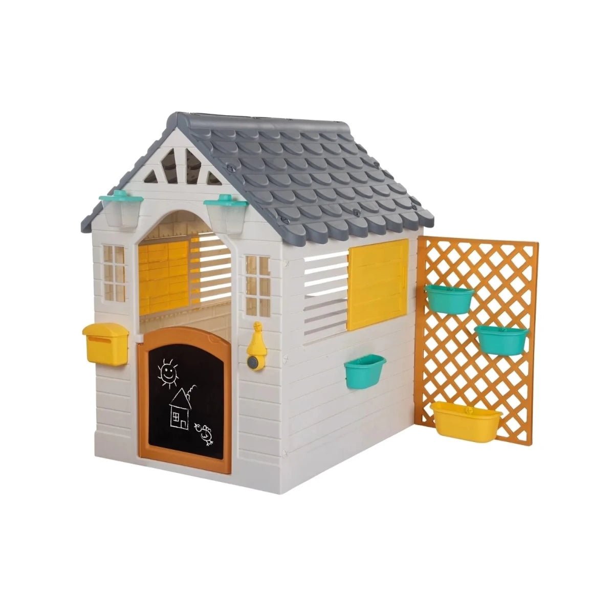 Dolu Plastic Garden Playhouse with Fence - White