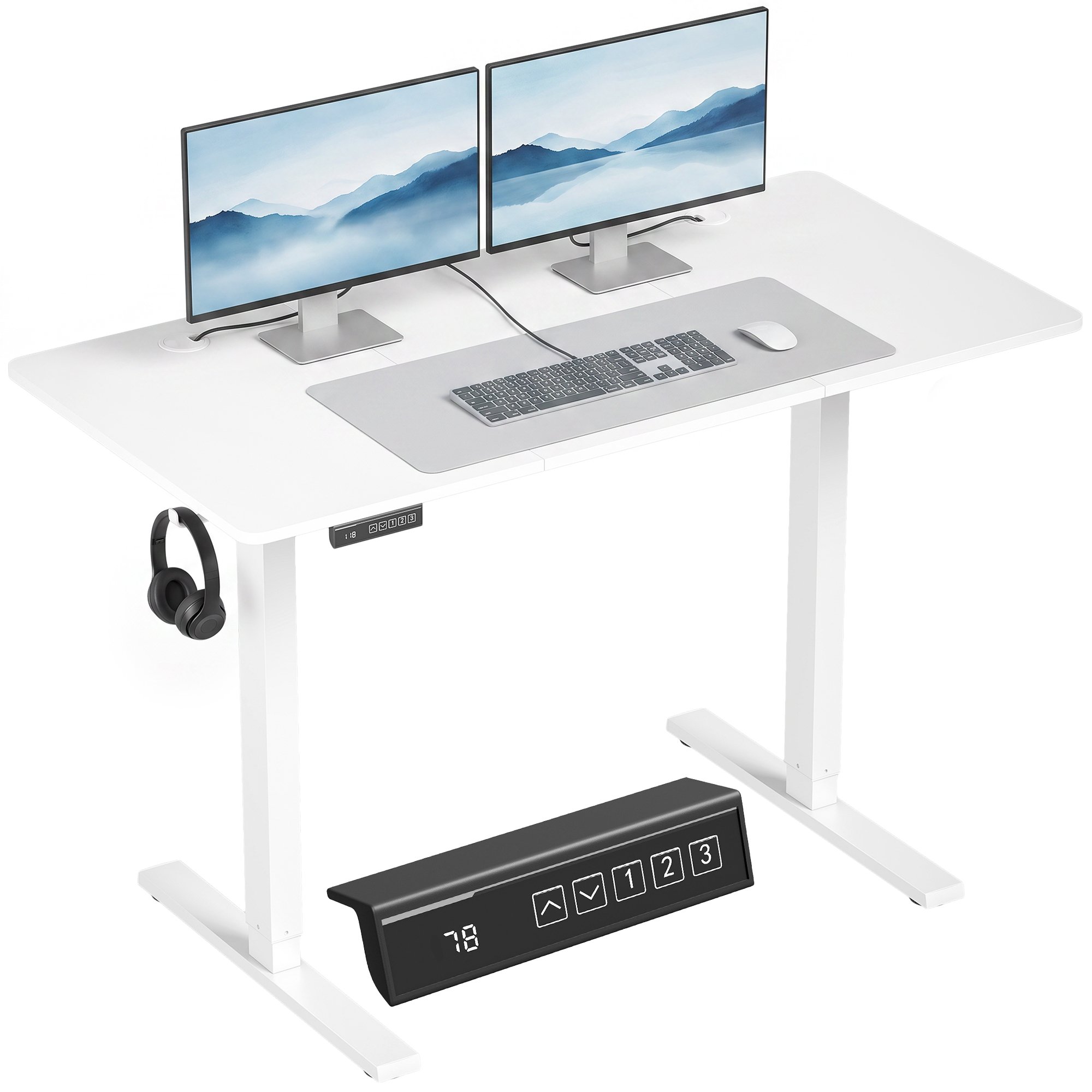 HOMCOM Height Adjustable Electric Standing Computer Desk - White