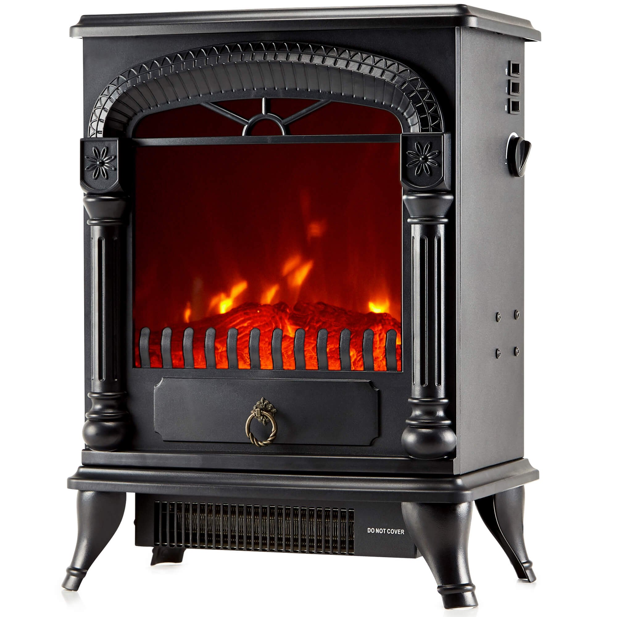 NETTA 1950W Fire Log Effect Electric Stove Heater - Black