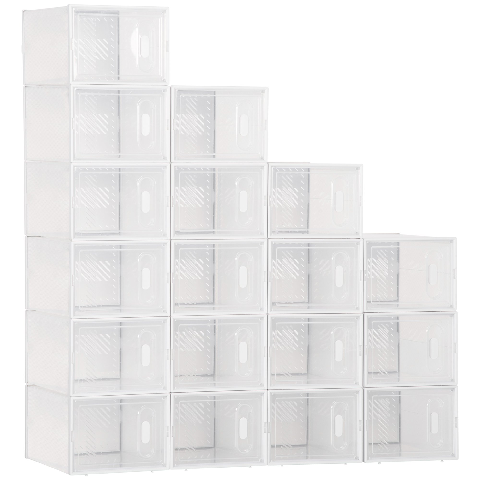 HOMCOM 18PCS Plastic Stackable Shoe Storage Box - Clear