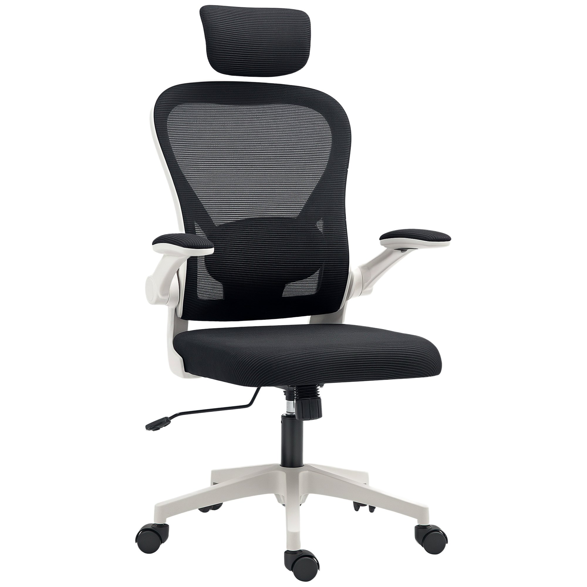 HOMCOM Mesh Adjustable Office Chair with Flip Up Armrest - Black