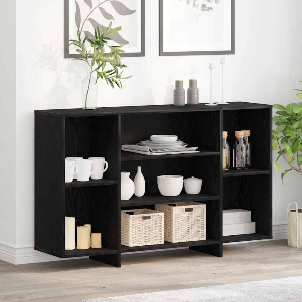 Walplus 4 Shelf Rectangular Sideboard - Black Oak - 120 x 30 x 75 cm