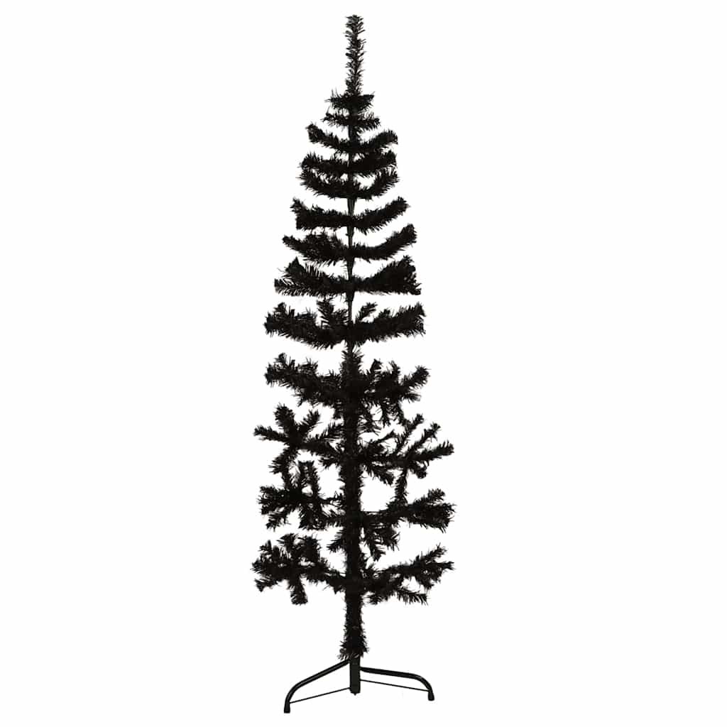 Walplus 176 Branch Tips Slim Half Artificial Christmas Tree - Black - 150 cm