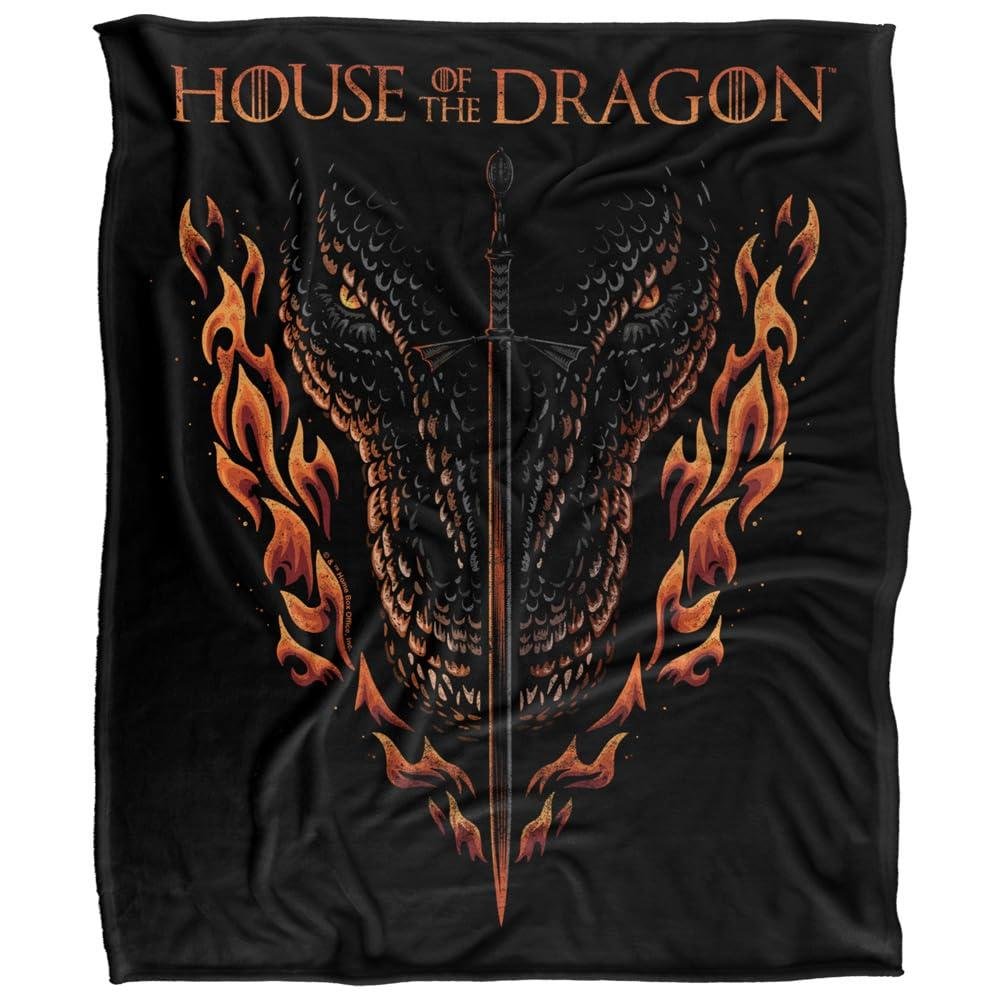 House Of The Dragon Fire, Sword And Dragon Sword Blanket - 147cm x 91cm